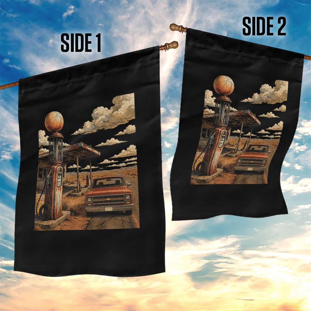 Highway 66 Classic Gas Pump Desert Classic Pickup Truck Car Lover Garden Flag