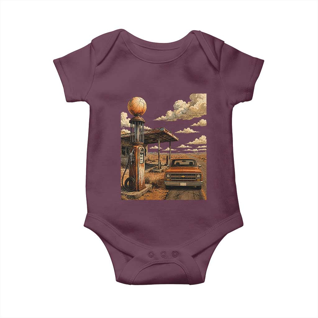 Highway 66 Classic Gas Pump Desert Classic Pickup Truck Car Lover Baby Onesie