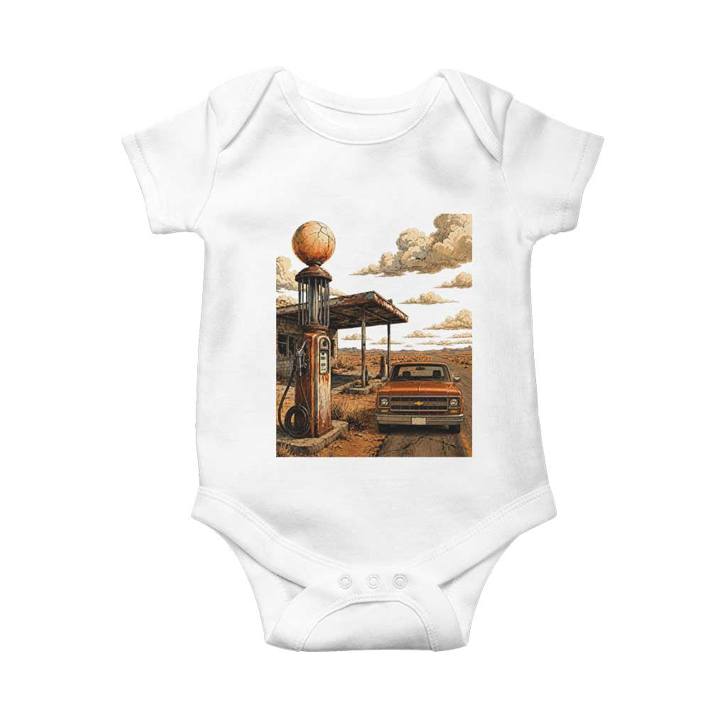 Highway 66 Classic Gas Pump Desert Classic Pickup Truck Car Lover Baby Onesie