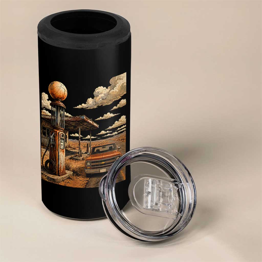 Highway 66 Classic Gas Pump Desert Classic Pickup Truck Car Lover 4 in 1 Can Cooler Tumbler