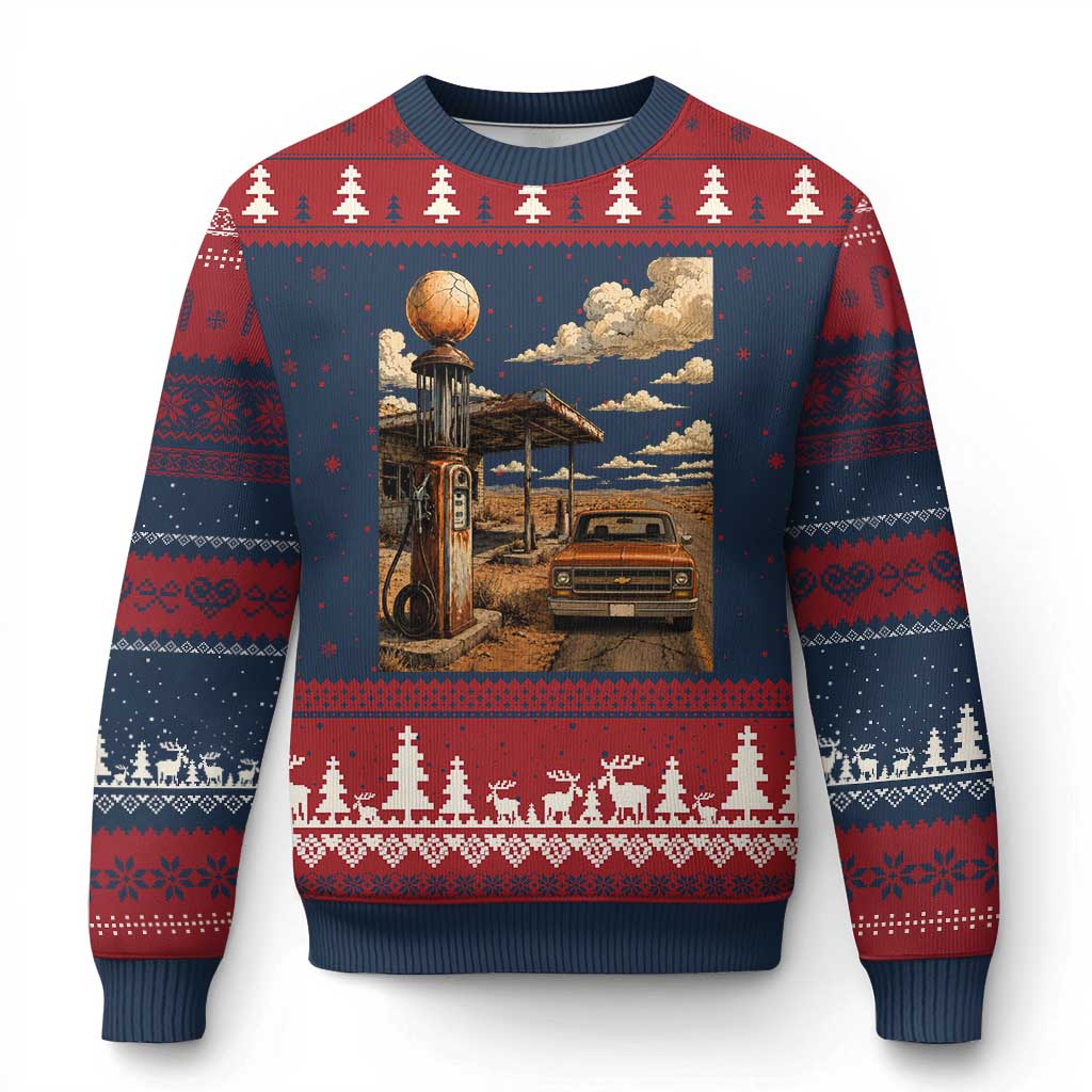 Highway 66 Classic Gas Pump Desert Classic Pickup Truck Car Lover Ugly Christmas Sweater