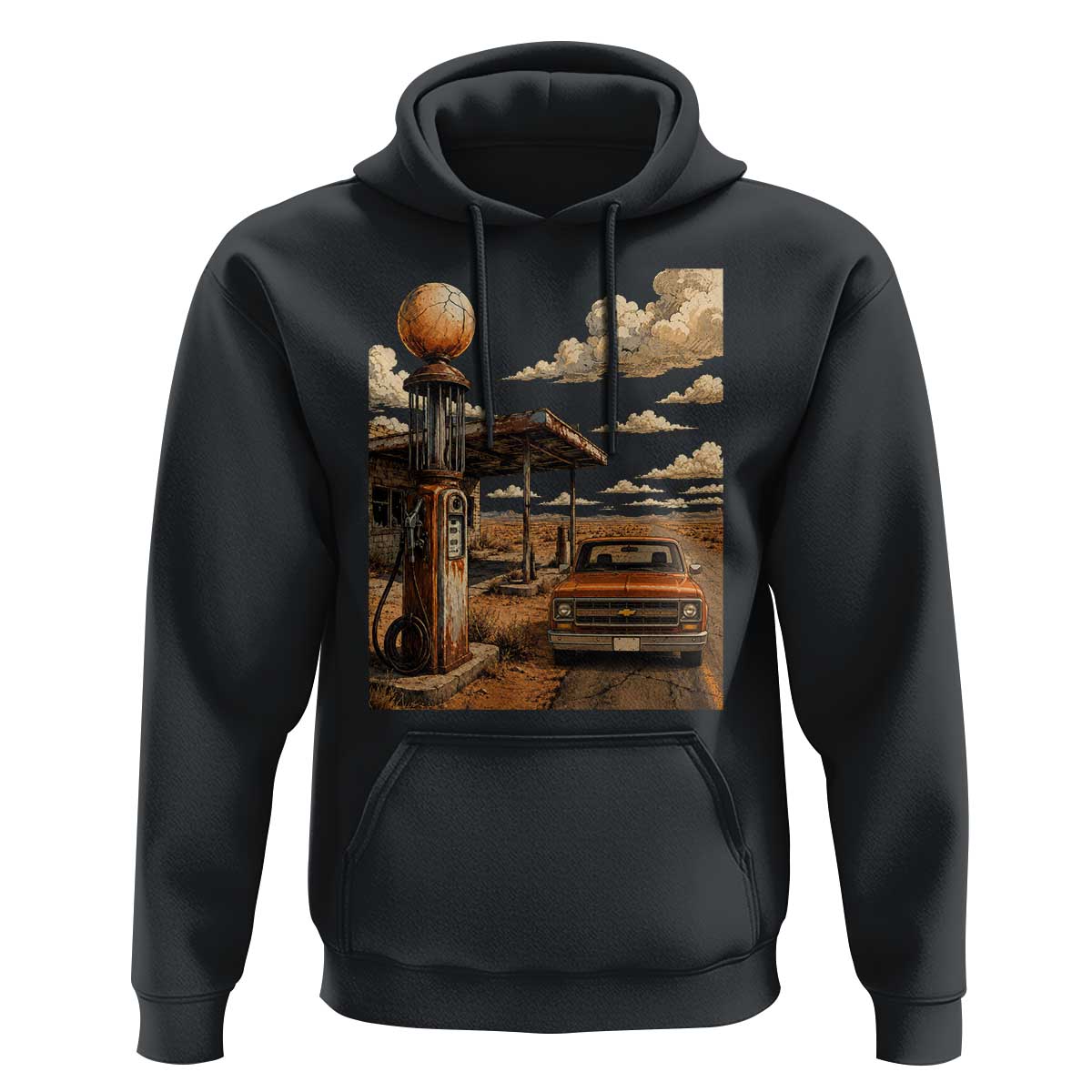 Highway 66 Classic Gas Pump Desert Classic Pickup Truck Car Lover Hoodie