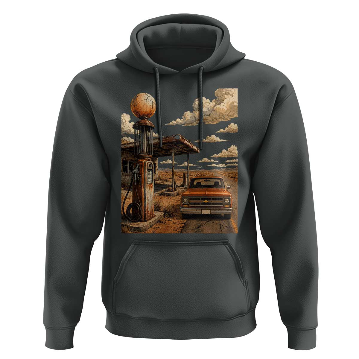 Highway 66 Classic Gas Pump Desert Classic Pickup Truck Car Lover Hoodie