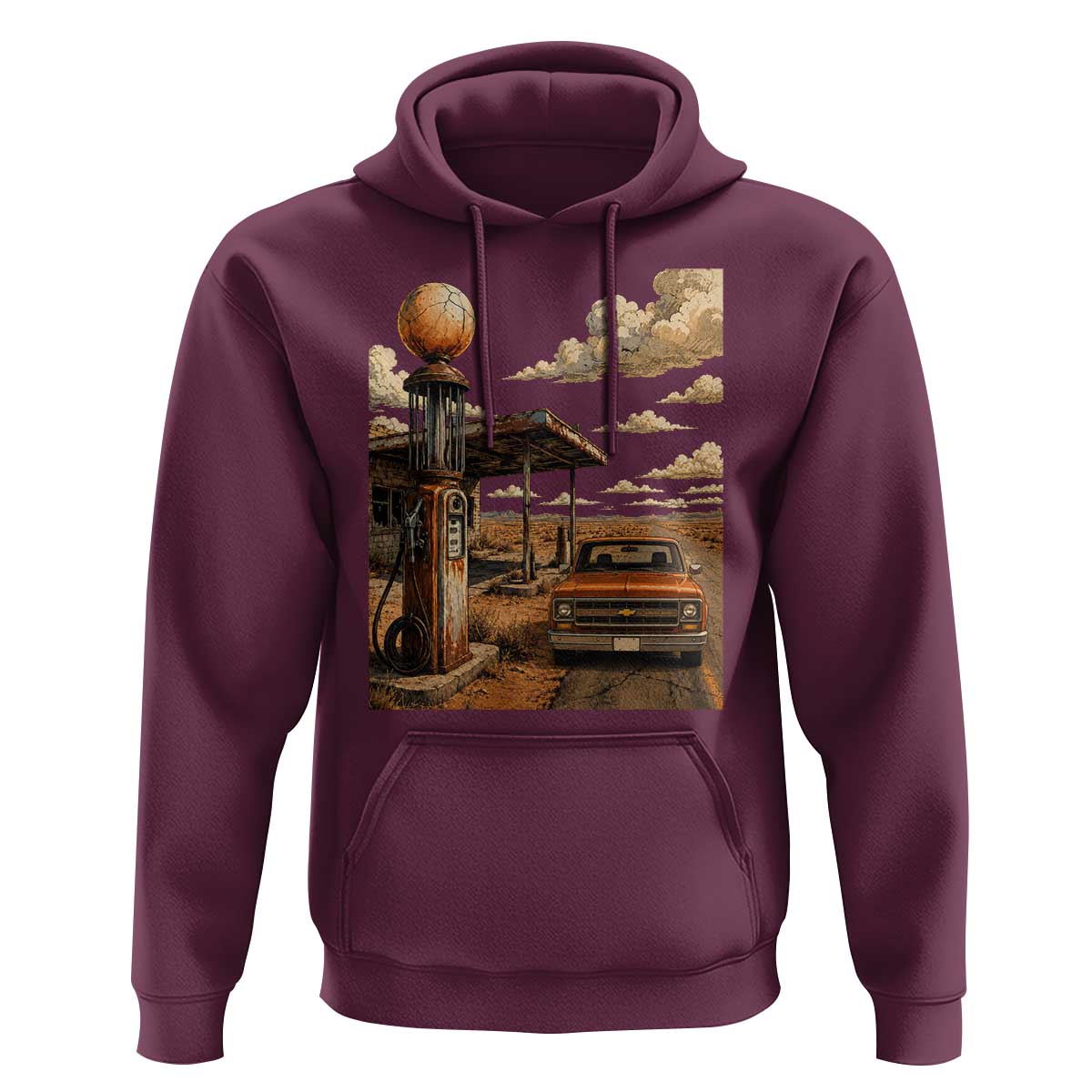 Highway 66 Classic Gas Pump Desert Classic Pickup Truck Car Lover Hoodie