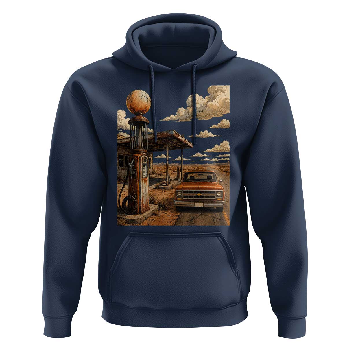 Highway 66 Classic Gas Pump Desert Classic Pickup Truck Car Lover Hoodie