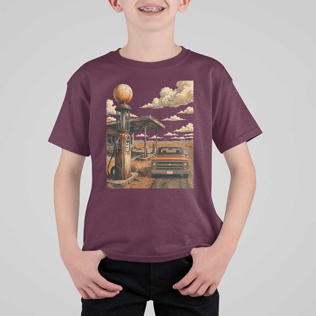 Highway 66 Classic Gas Pump Desert Classic Pickup Truck Car Lover T Shirt For Kid