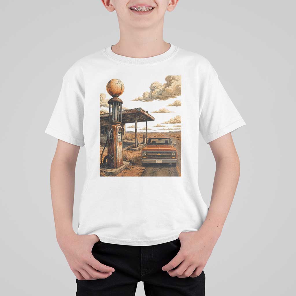 Highway 66 Classic Gas Pump Desert Classic Pickup Truck Car Lover T Shirt For Kid