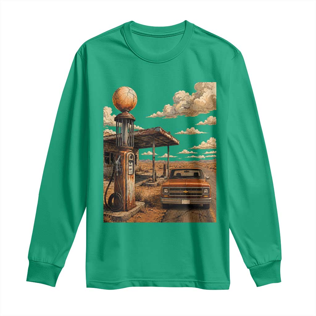 Highway 66 Classic Gas Pump Desert Classic Pickup Truck Car Lover Long Sleeve Shirt