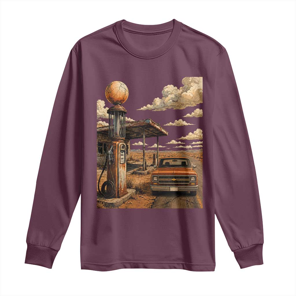 Highway 66 Classic Gas Pump Desert Classic Pickup Truck Car Lover Long Sleeve Shirt