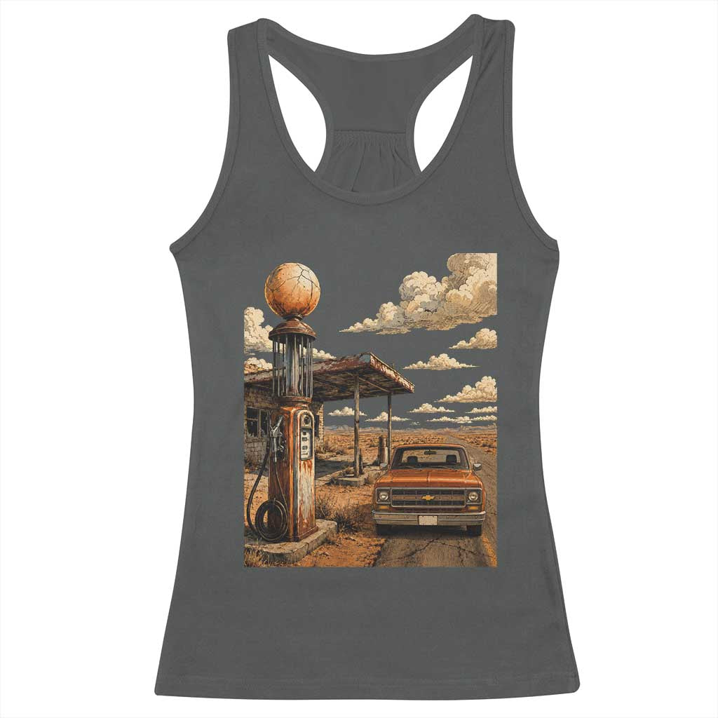 Highway 66 Classic Gas Pump Desert Classic Pickup Truck Car Lover Racerback Tank Top