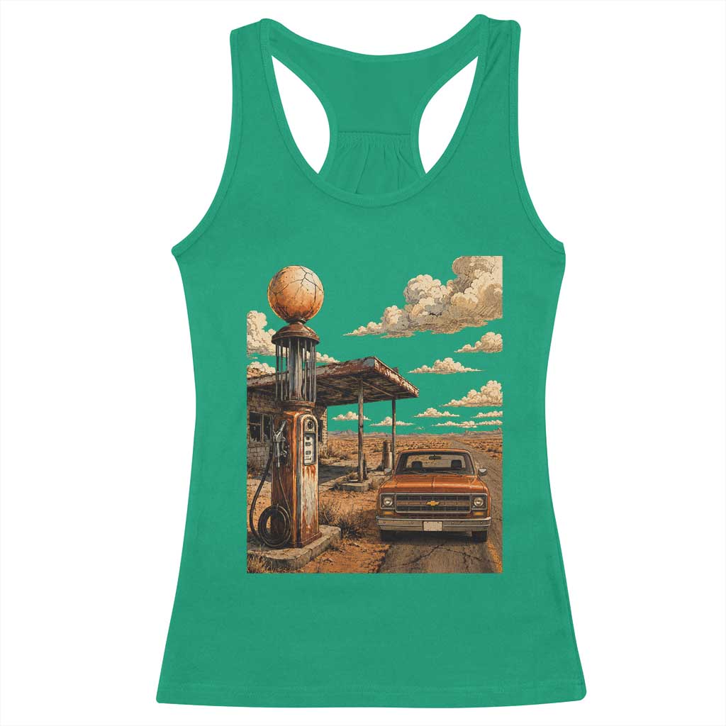 Highway 66 Classic Gas Pump Desert Classic Pickup Truck Car Lover Racerback Tank Top