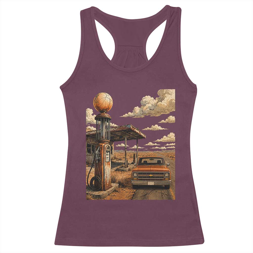 Highway 66 Classic Gas Pump Desert Classic Pickup Truck Car Lover Racerback Tank Top