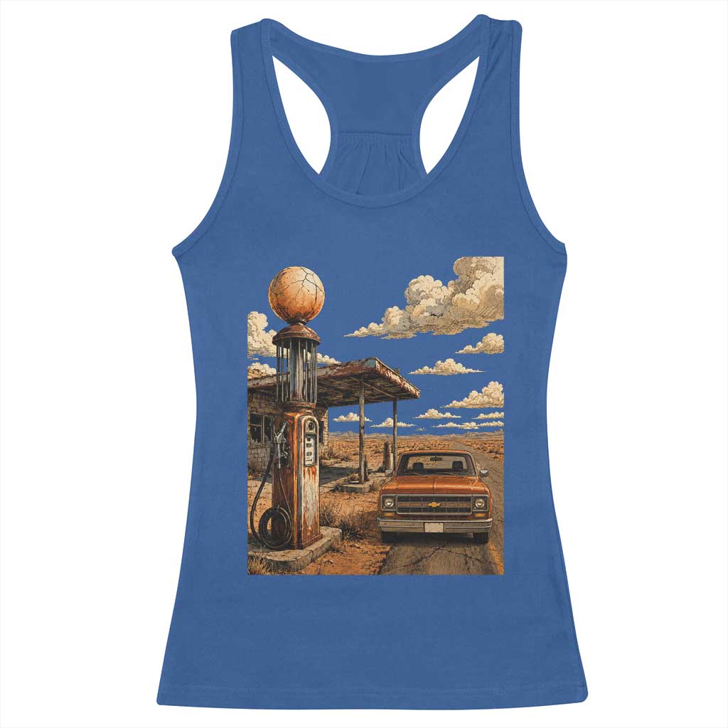 Highway 66 Classic Gas Pump Desert Classic Pickup Truck Car Lover Racerback Tank Top