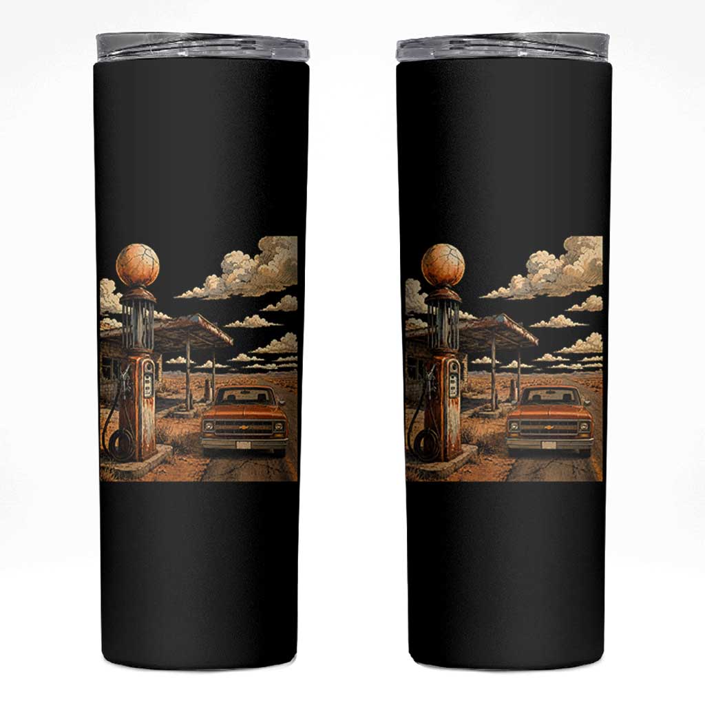 Highway 66 Classic Gas Pump Desert Classic Pickup Truck Car Lover Skinny Tumbler