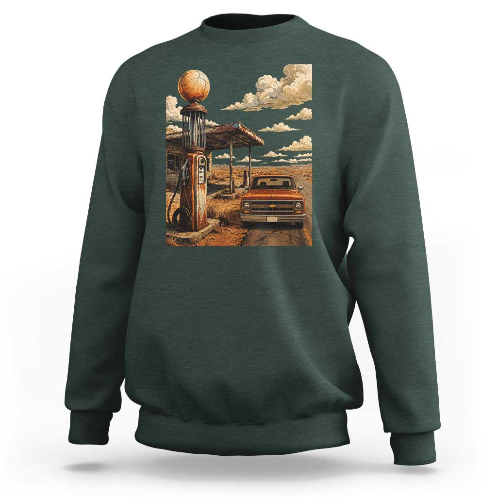 Highway 66 Classic Gas Pump Desert Classic Pickup Truck Car Lover Sweatshirt
