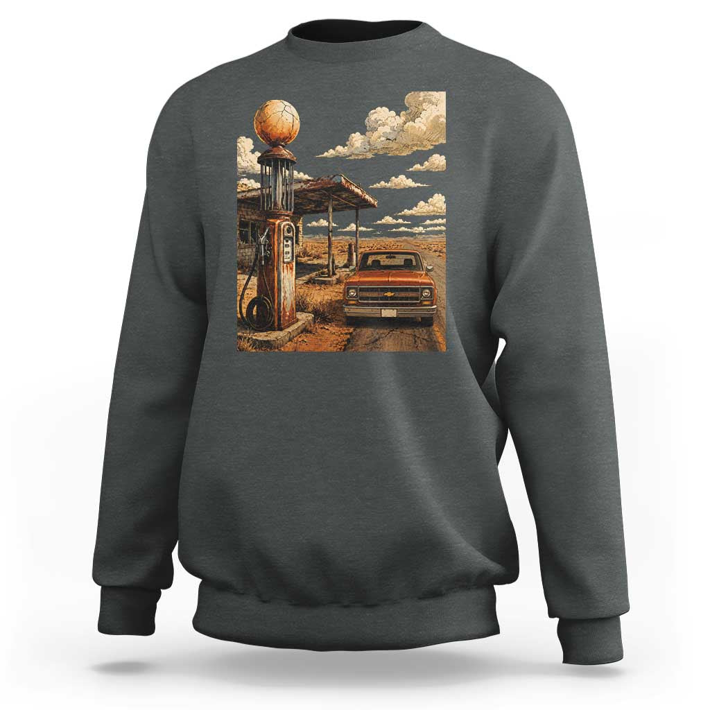 Highway 66 Classic Gas Pump Desert Classic Pickup Truck Car Lover Sweatshirt