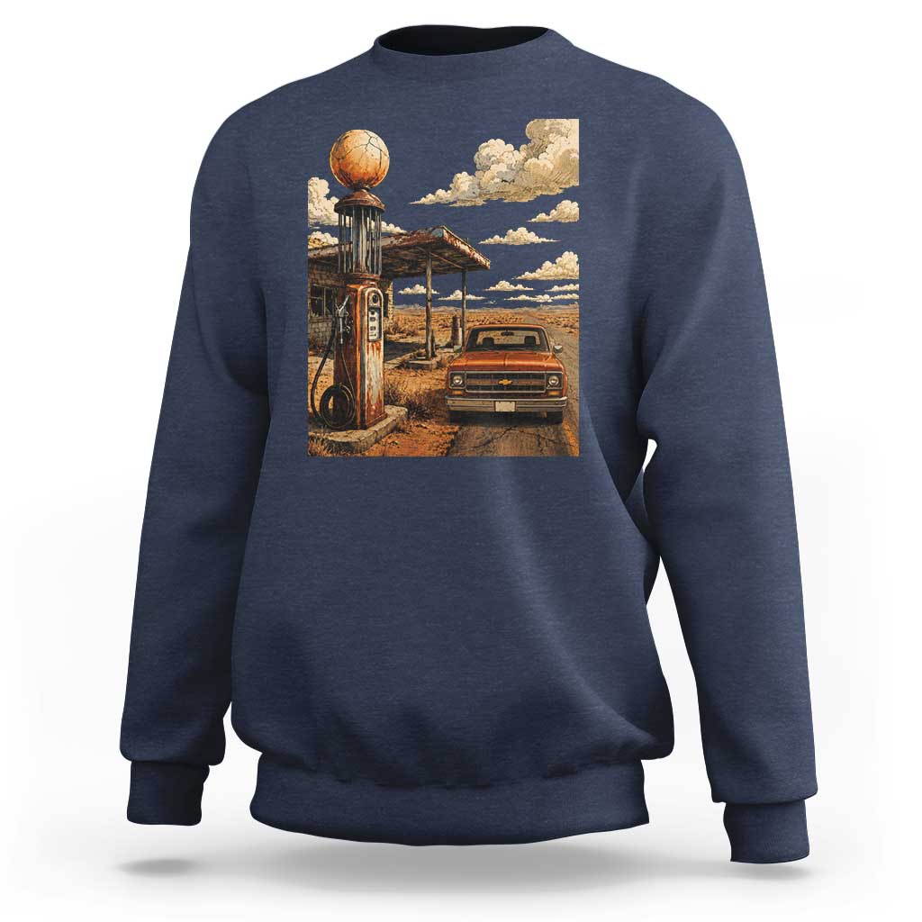 Highway 66 Classic Gas Pump Desert Classic Pickup Truck Car Lover Sweatshirt
