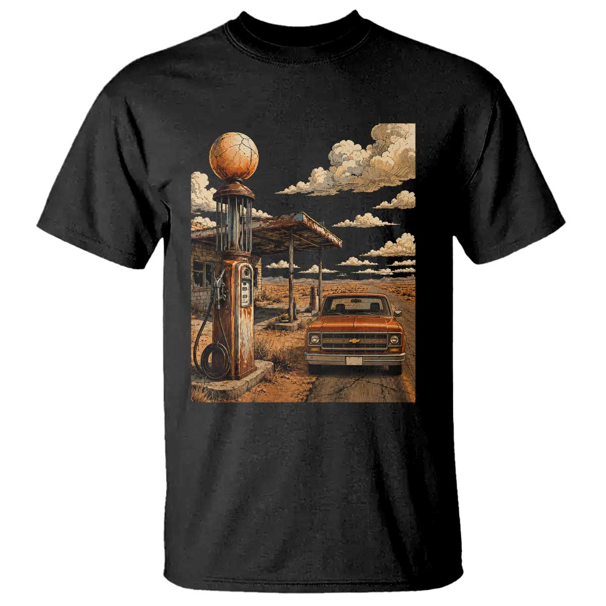 Highway 66 Classic Gas Pump Desert Classic Pickup Truck Car Lover T Shirt