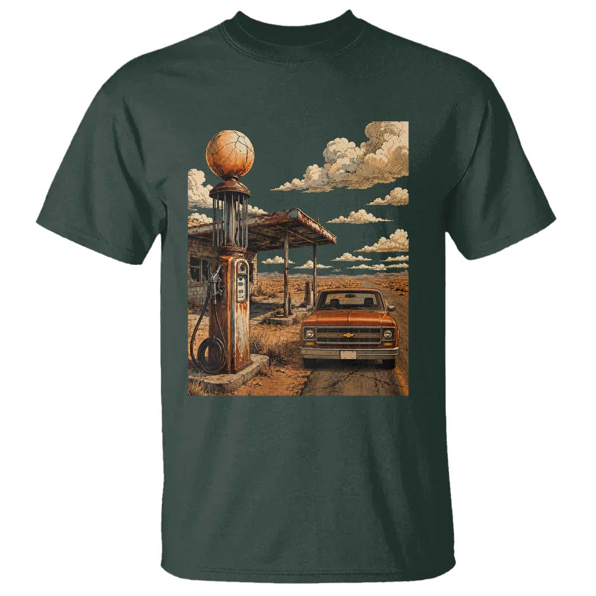 Highway 66 Classic Gas Pump Desert Classic Pickup Truck Car Lover T Shirt