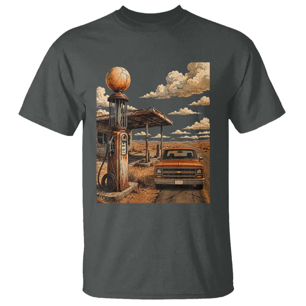 Highway 66 Classic Gas Pump Desert Classic Pickup Truck Car Lover T Shirt