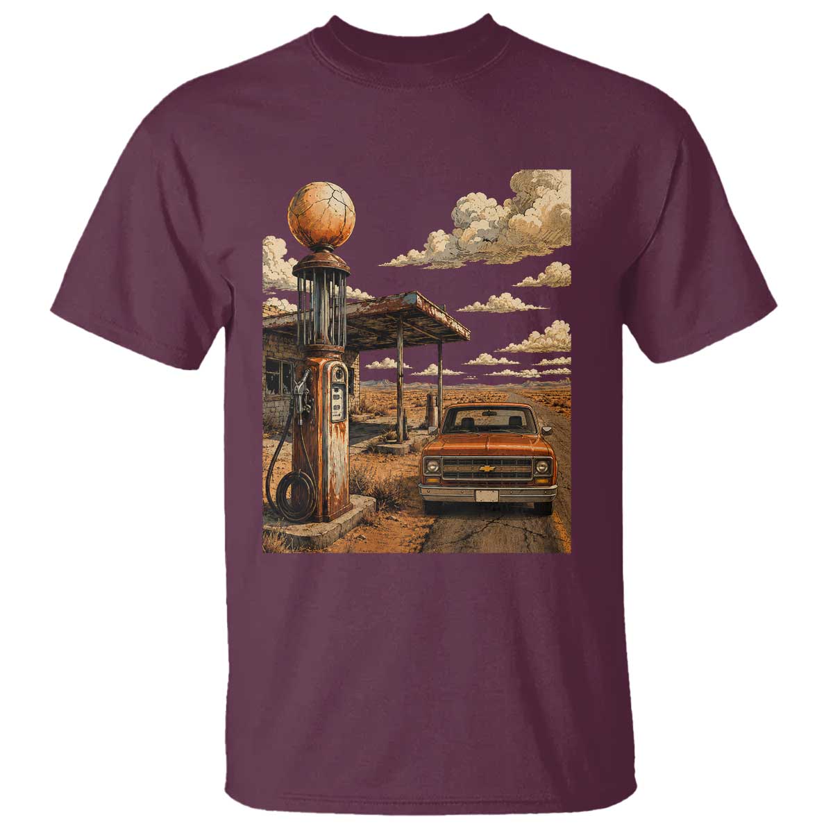 Highway 66 Classic Gas Pump Desert Classic Pickup Truck Car Lover T Shirt