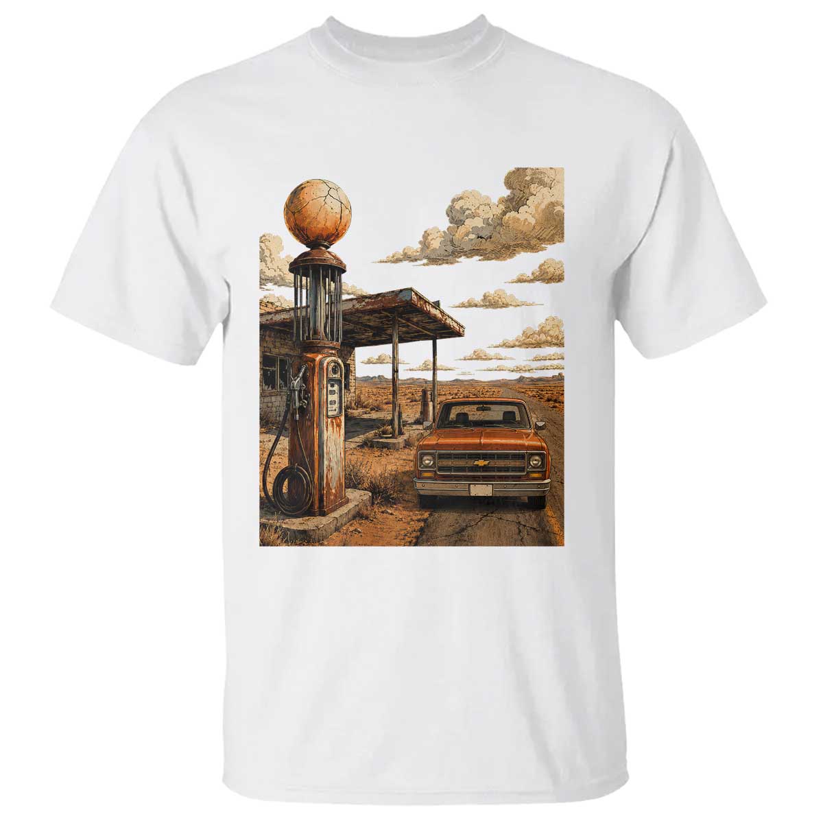 Highway 66 Classic Gas Pump Desert Classic Pickup Truck Car Lover T Shirt