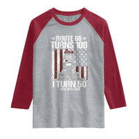 Highway 66 Turn 100 I Turn 50 Raglan Shirt Vintage 1976 America Road Sign America Antique Car Lover 50 Year Old Gift