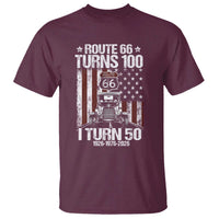 Highway 66 Turn 100 I Turn 50 T Shirt Vintage 1976 America Road Sign America Antique Car Lover 50 Year Old Gift