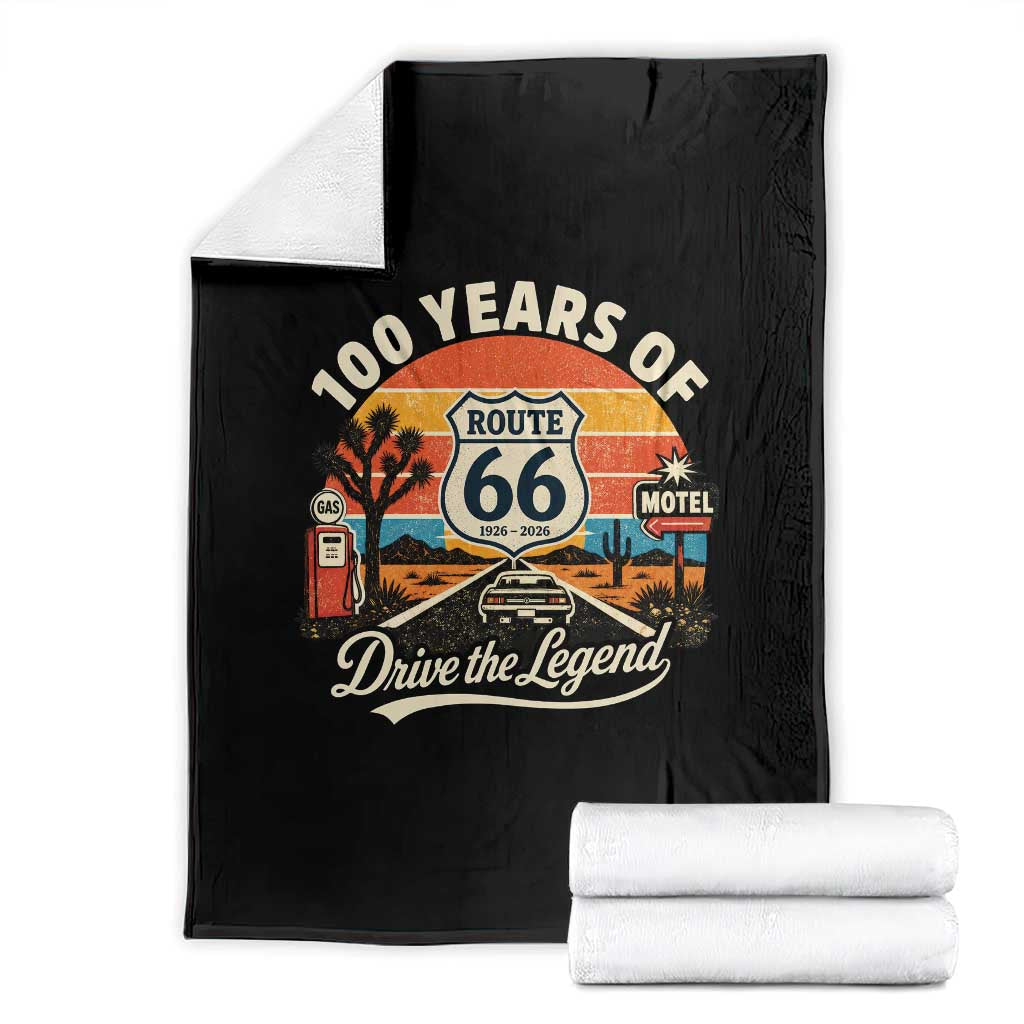 Vintage Highway 66 100th Anniversary 2026 Americana Road Trip Souvenir Throw Blanket