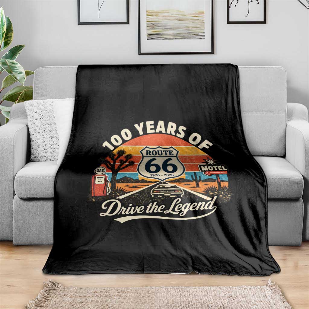 Vintage Highway 66 100th Anniversary 2026 Americana Road Trip Souvenir Throw Blanket