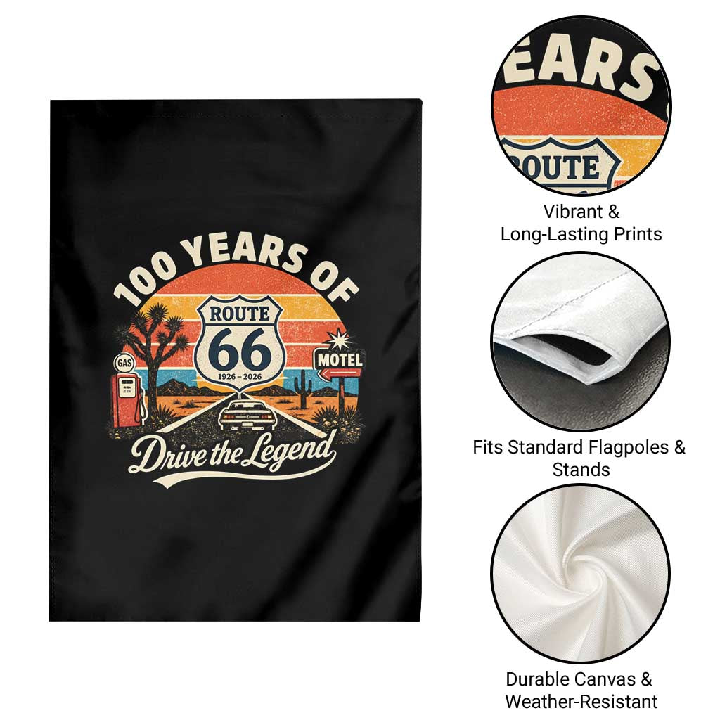 Vintage Highway 66 100th Anniversary 2026 Americana Road Trip Souvenir Garden Flag