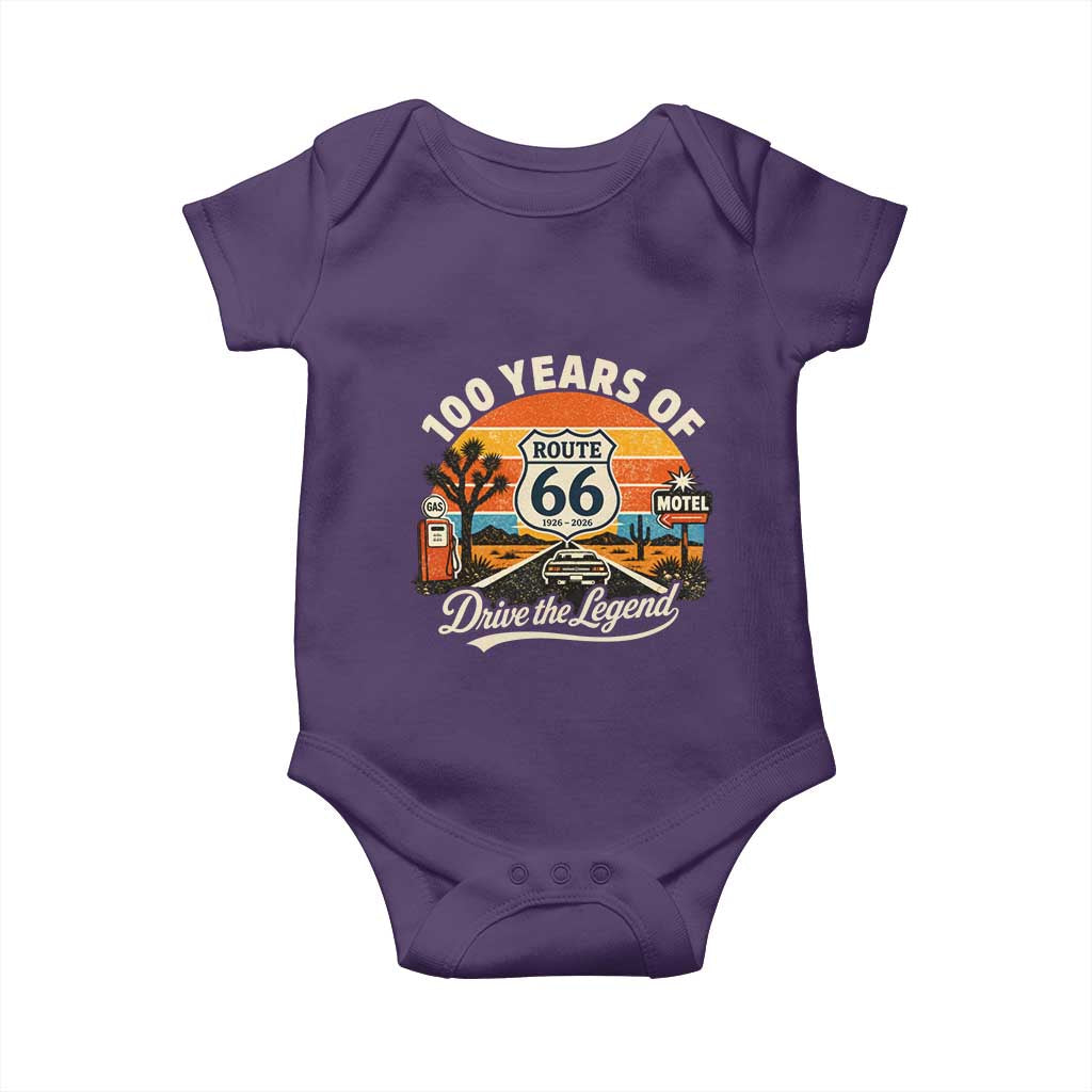 Vintage Highway 66 100th Anniversary 2026 Americana Road Trip Souvenir Baby Onesie