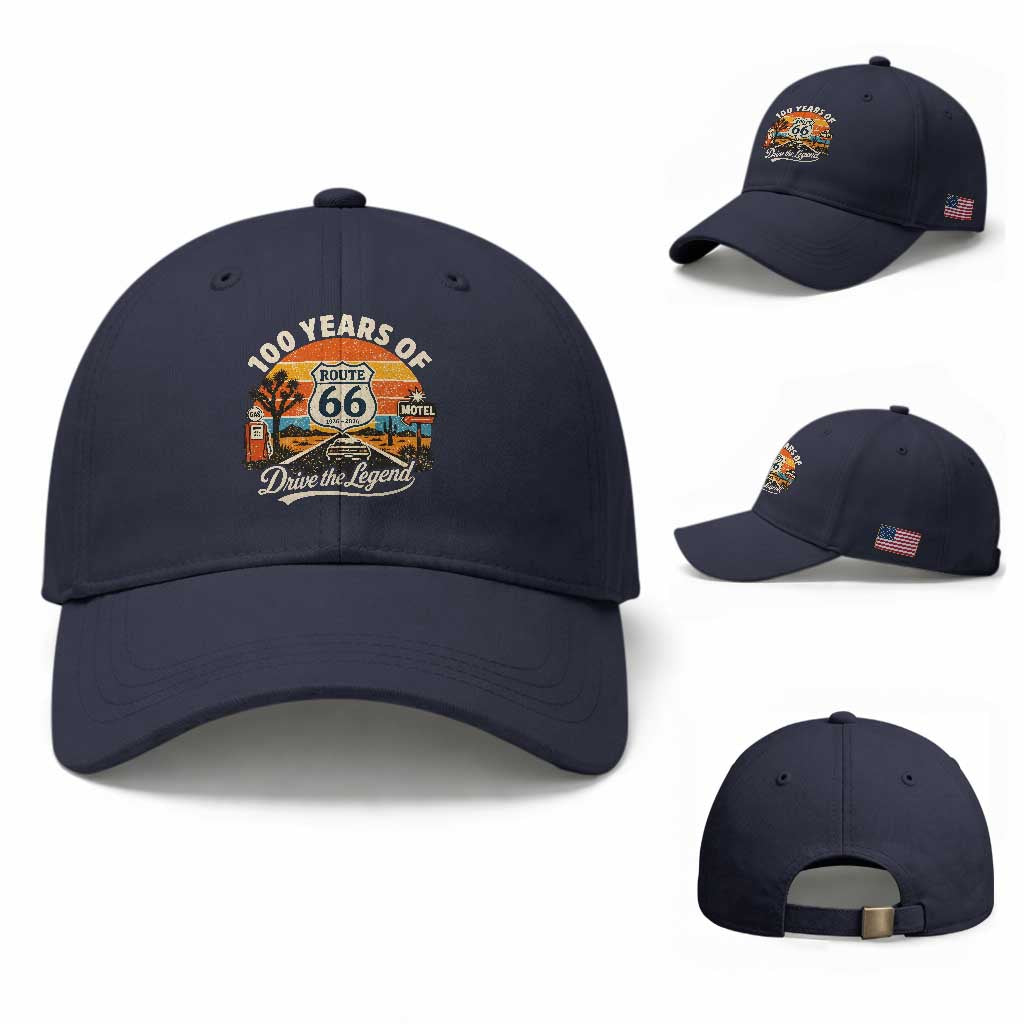 Vintage Highway 66 100th Anniversary 2026 Americana Road Trip Souvenir Baseball Cap