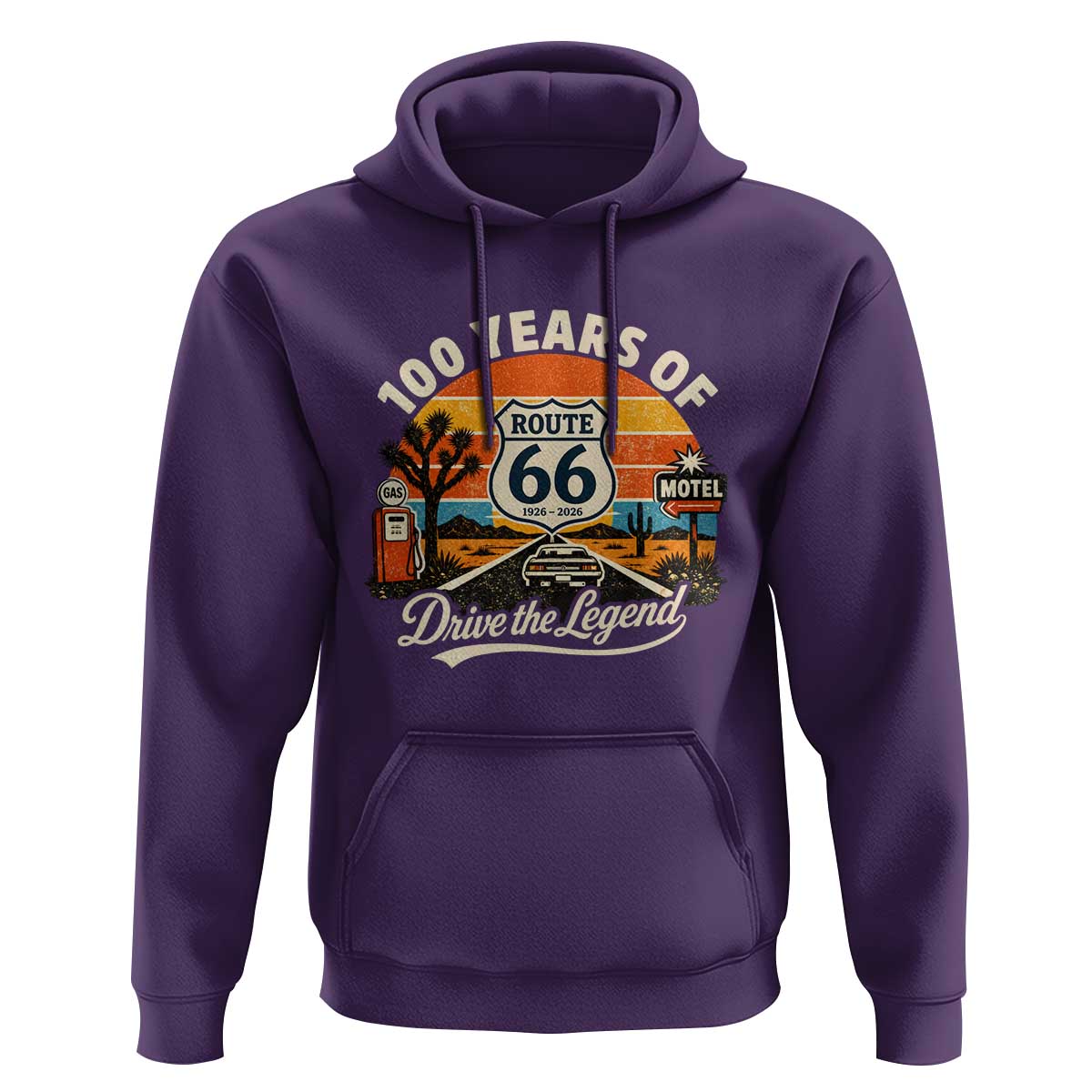 Vintage Highway 66 100th Anniversary 2026 Americana Road Trip Souvenir Hoodie