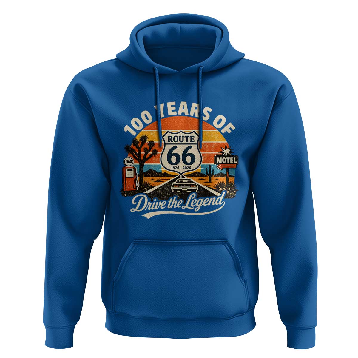 Vintage Highway 66 100th Anniversary 2026 Americana Road Trip Souvenir Hoodie