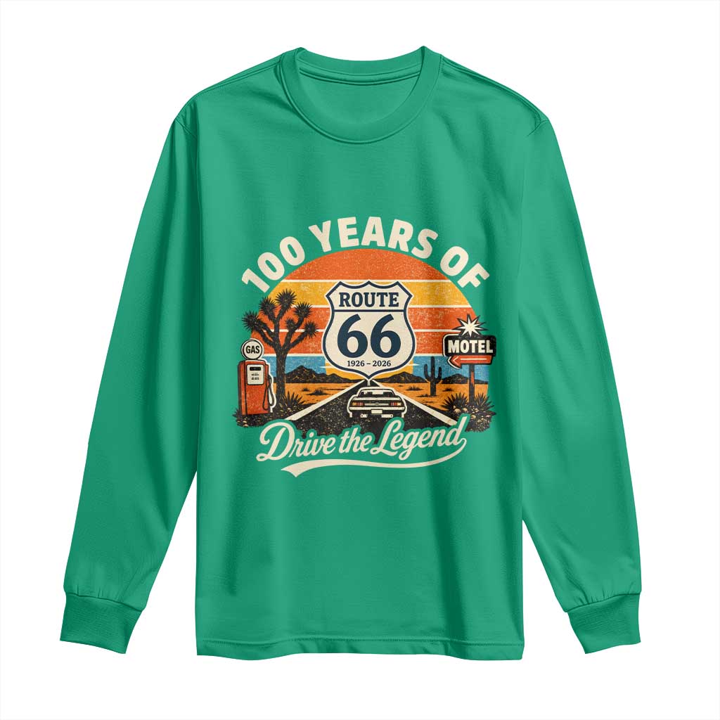 Vintage Highway 66 100th Anniversary 2026 Americana Road Trip Souvenir Long Sleeve Shirt