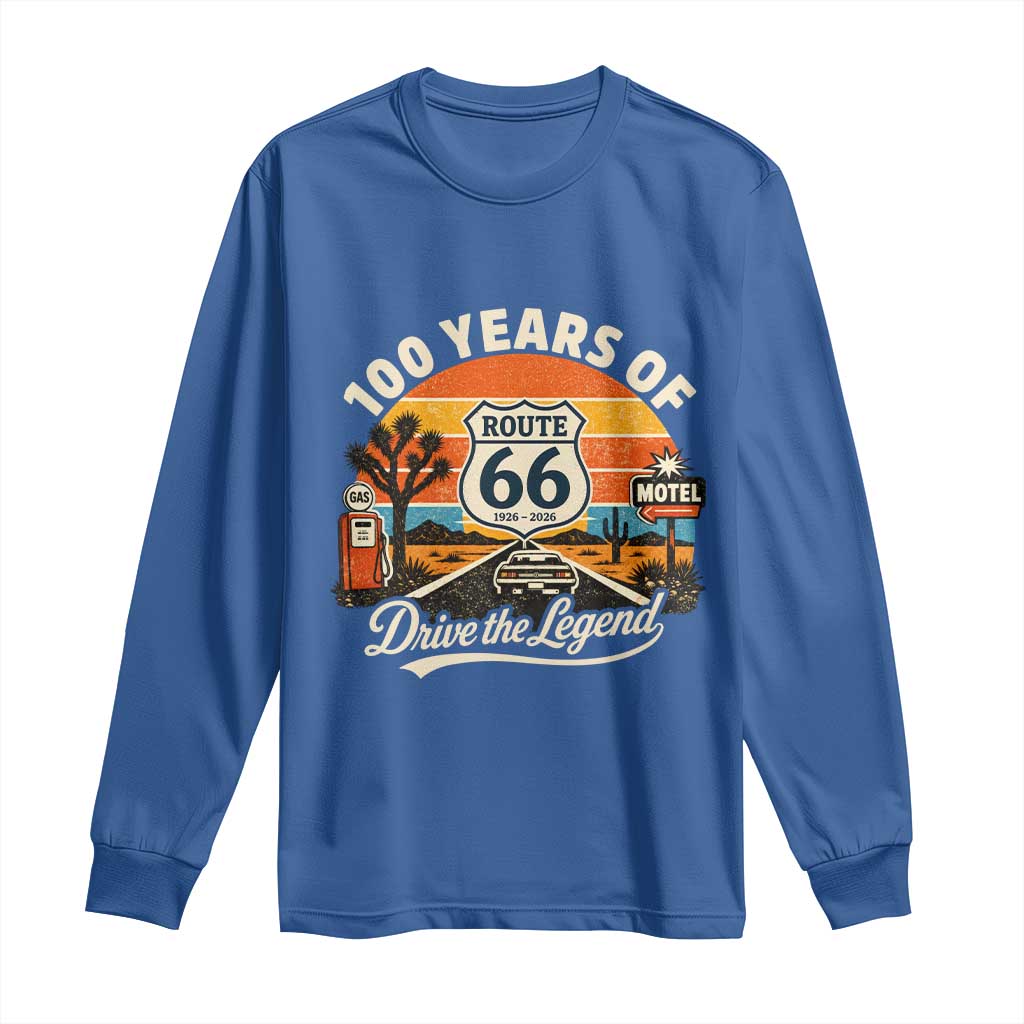 Vintage Highway 66 100th Anniversary 2026 Americana Road Trip Souvenir Long Sleeve Shirt