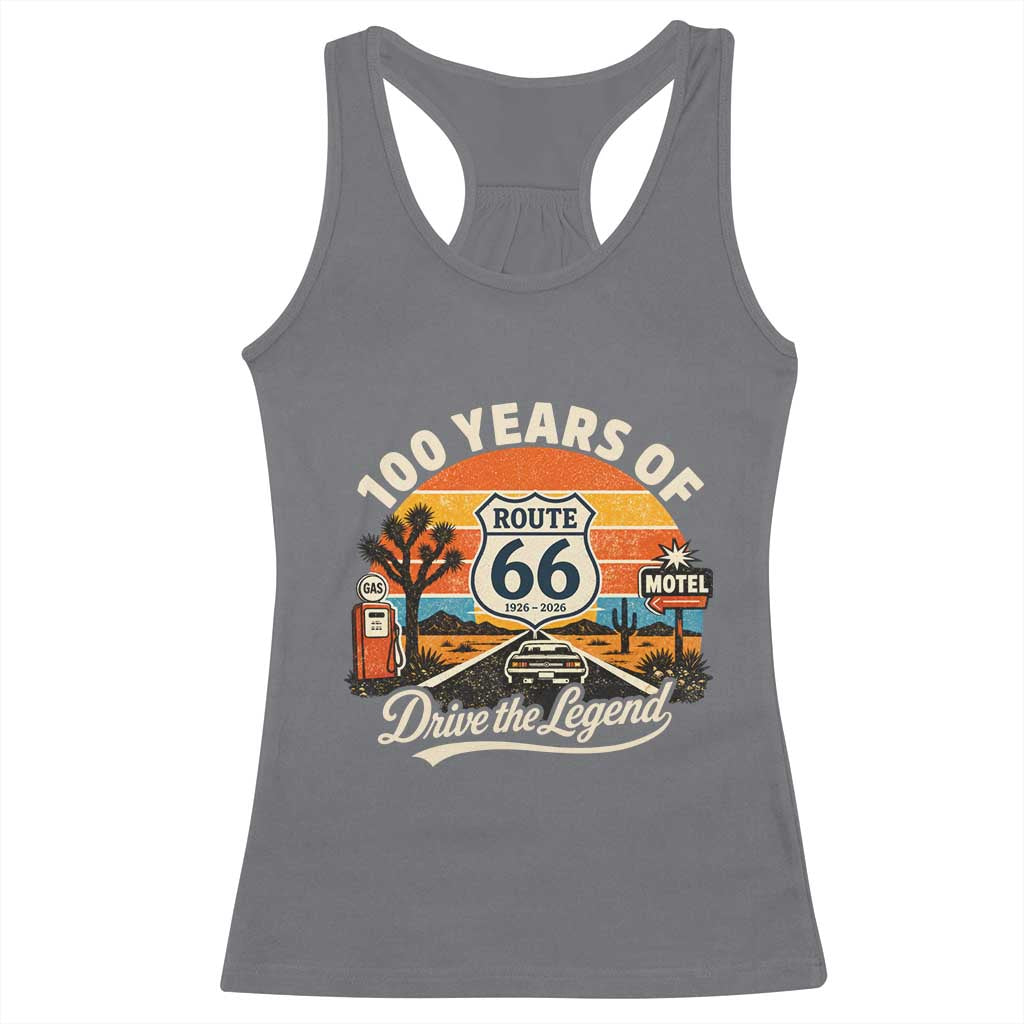 Vintage Highway 66 100th Anniversary 2026 Americana Road Trip Souvenir Racerback Tank Top