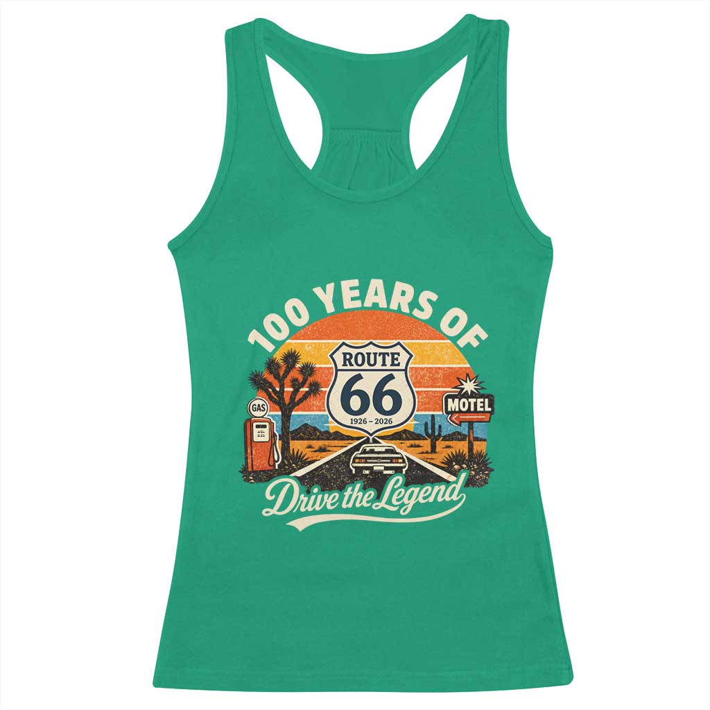 Vintage Highway 66 100th Anniversary 2026 Americana Road Trip Souvenir Racerback Tank Top
