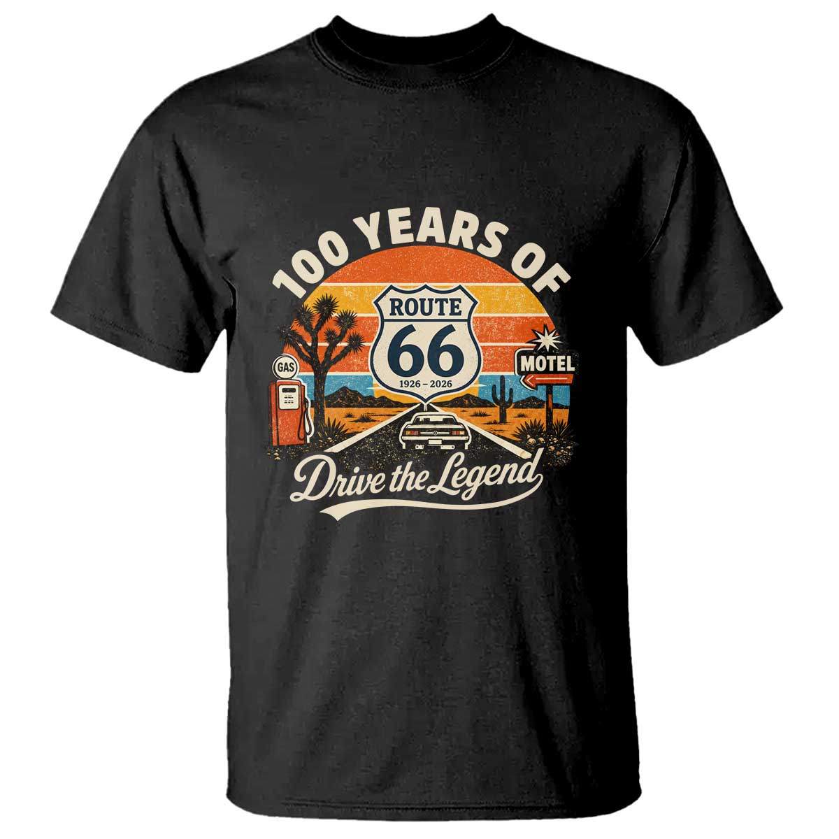 Vintage Highway 66 100th Anniversary 2026 Americana Road Trip Souvenir T Shirt