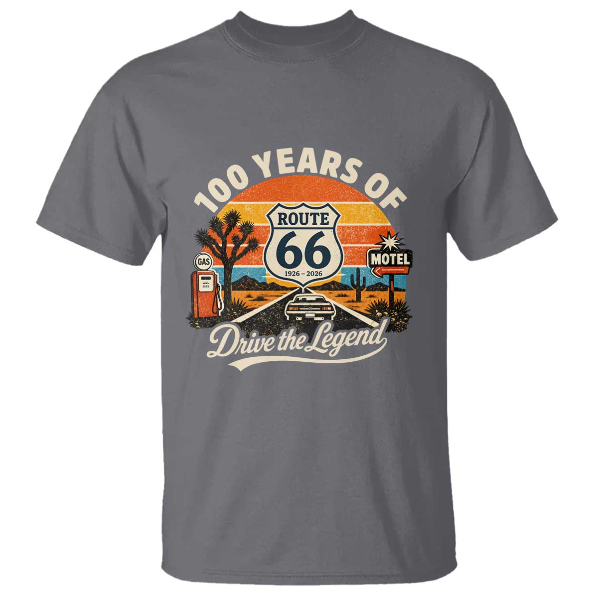 Vintage Highway 66 100th Anniversary 2026 Americana Road Trip Souvenir T Shirt