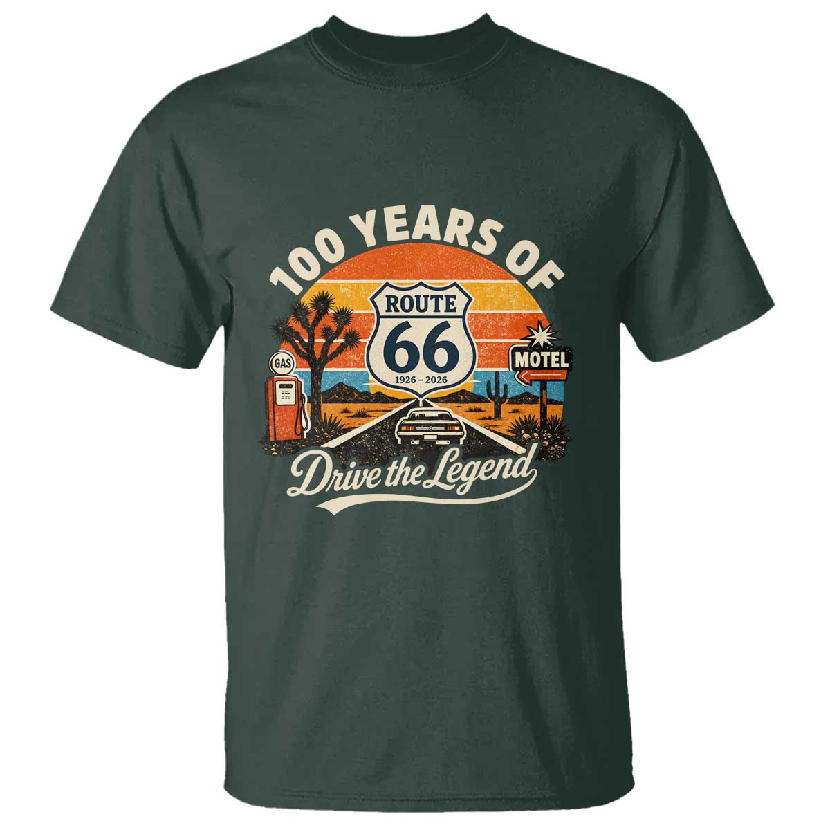 Vintage Highway 66 100th Anniversary 2026 Americana Road Trip Souvenir T Shirt