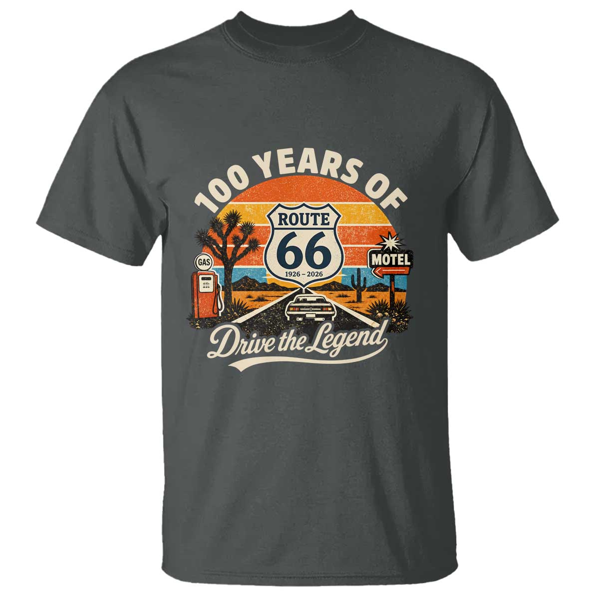 Vintage Highway 66 100th Anniversary 2026 Americana Road Trip Souvenir T Shirt