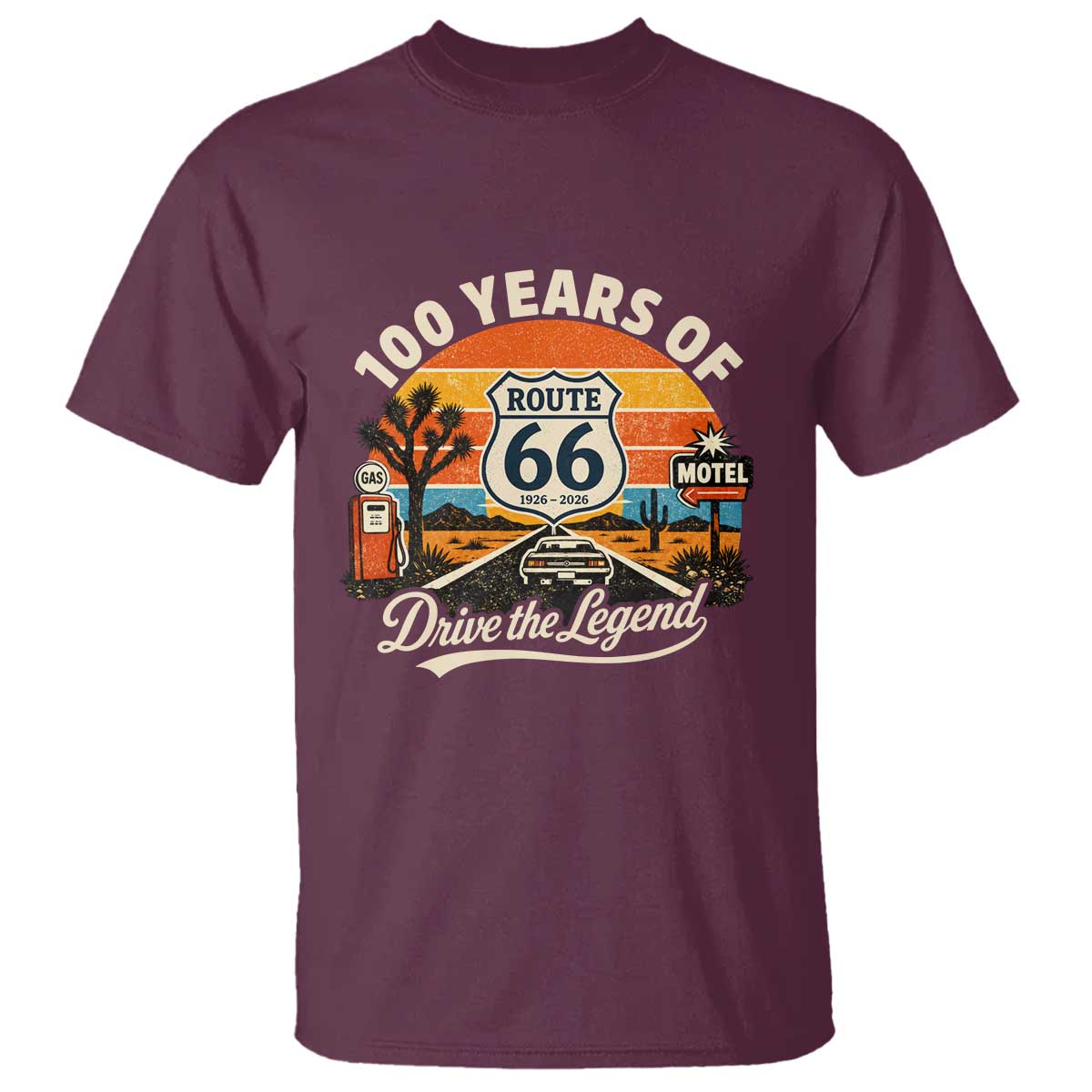 Vintage Highway 66 100th Anniversary 2026 Americana Road Trip Souvenir T Shirt