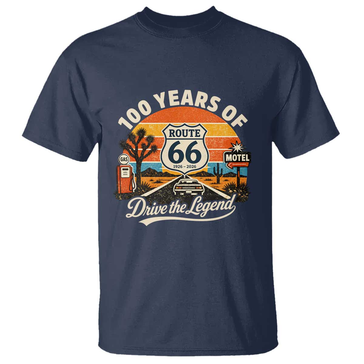 Vintage Highway 66 100th Anniversary 2026 Americana Road Trip Souvenir T Shirt