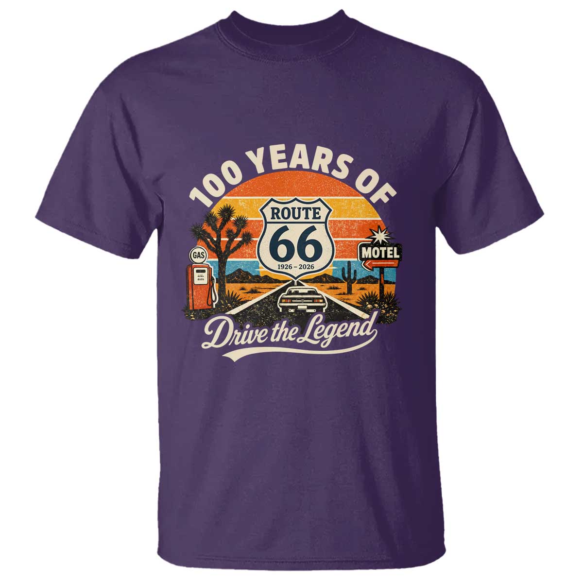 Vintage Highway 66 100th Anniversary 2026 Americana Road Trip Souvenir T Shirt