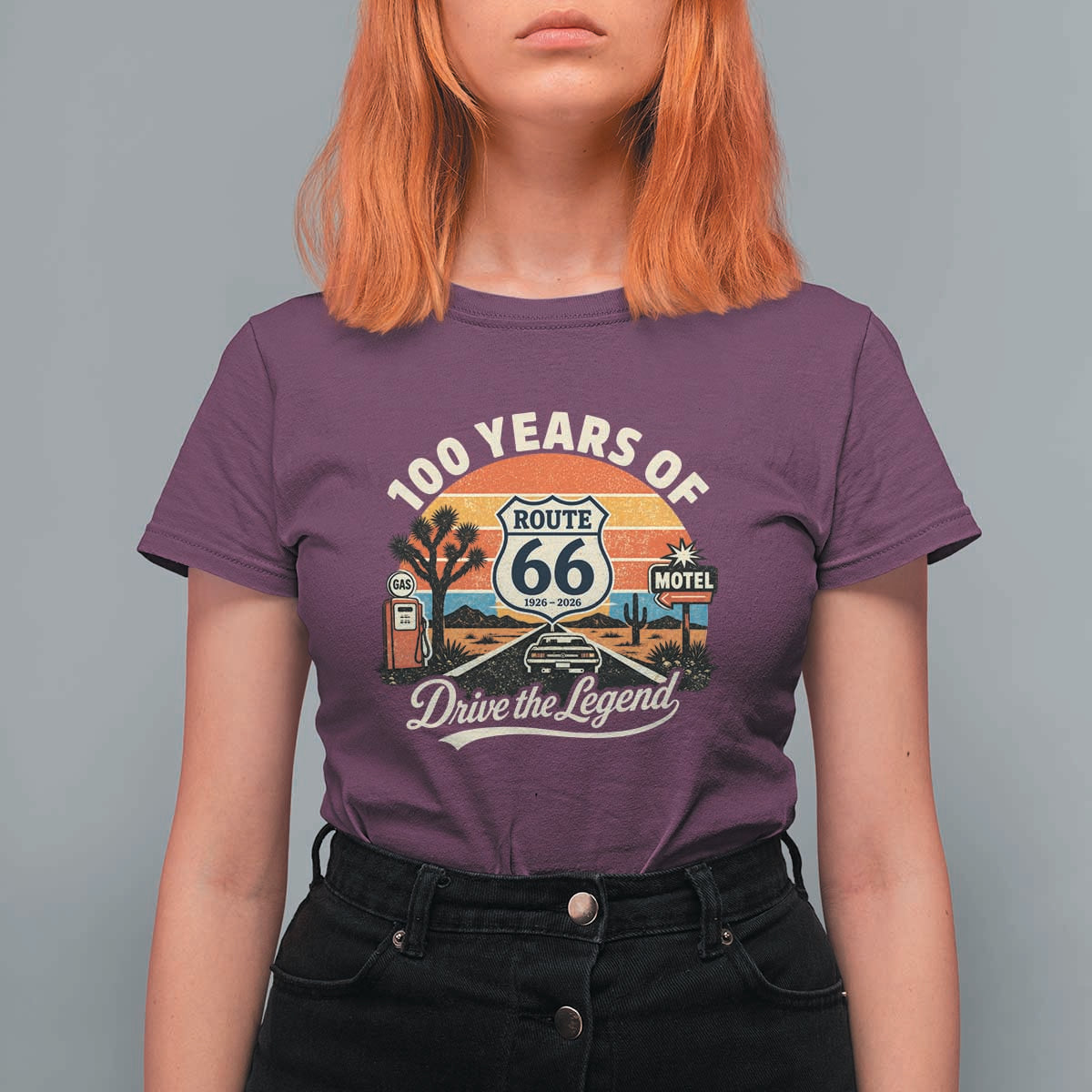 Vintage Highway 66 100th Anniversary 2026 Americana Road Trip Souvenir T Shirt For Women