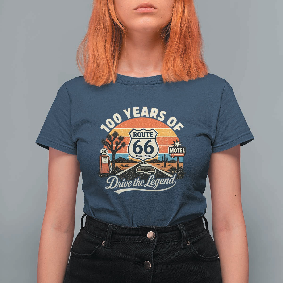 Vintage Highway 66 100th Anniversary 2026 Americana Road Trip Souvenir T Shirt For Women