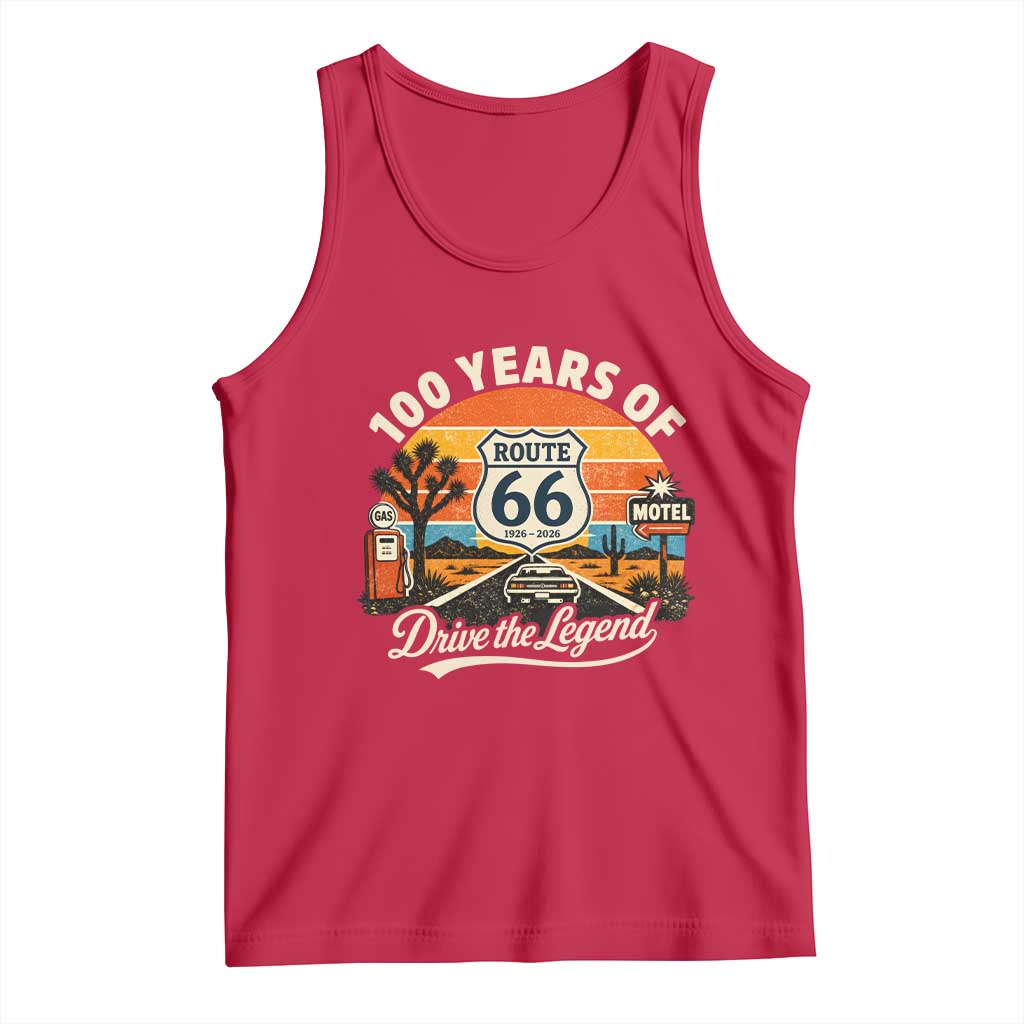 Vintage Highway 66 100th Anniversary 2026 Americana Road Trip Souvenir Tank Top