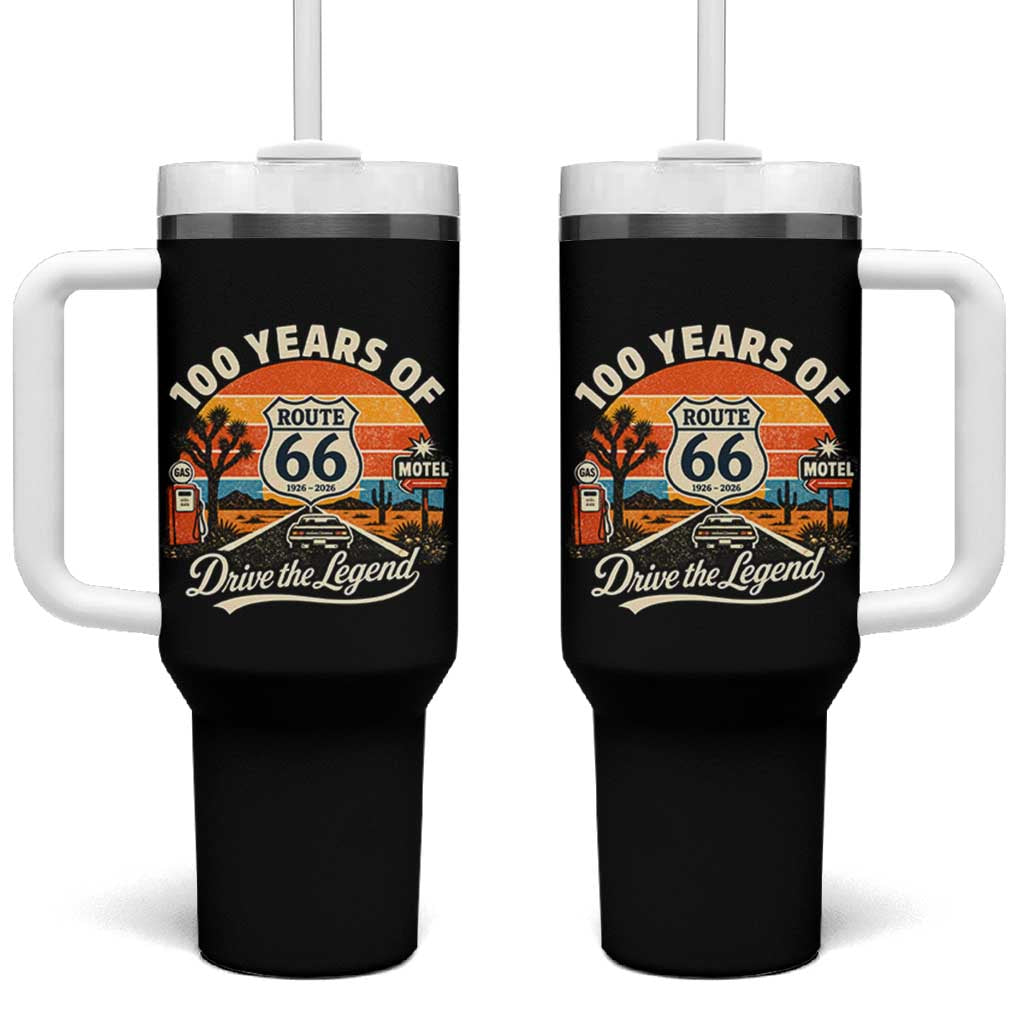 Vintage Highway 66 100th Anniversary 2026 Americana Road Trip Souvenir Tumbler With Handle